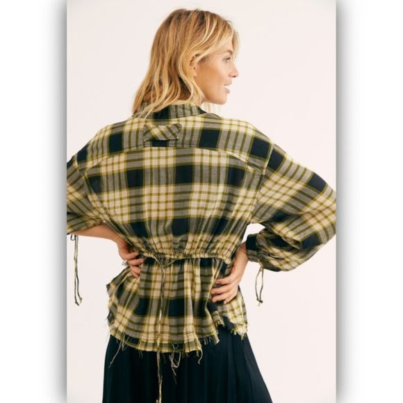 FREE PEOPLE Pacific Dawn Plaid Peplum Shirt NWT - Picture 2 of 4